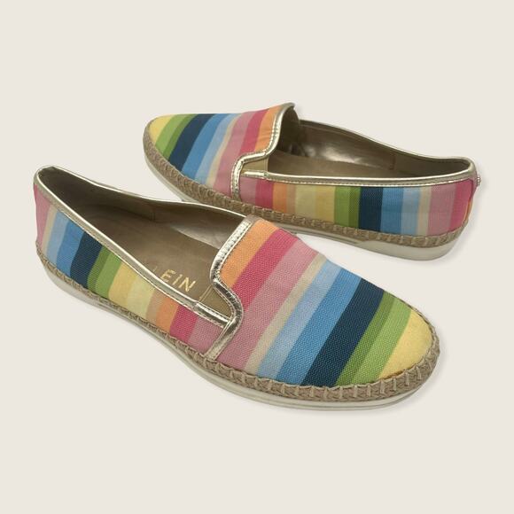 Anne Klein Flex Zamina Rainbow Striped Fabric Espadrille Loafer Flat 7.5 - Picture 1 of 8
